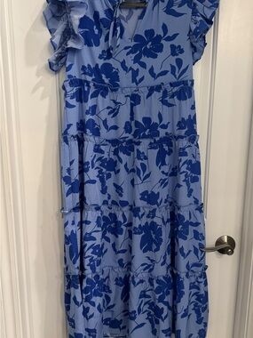 Shop the Mint Blue Floral Tiered Maxi Dress
